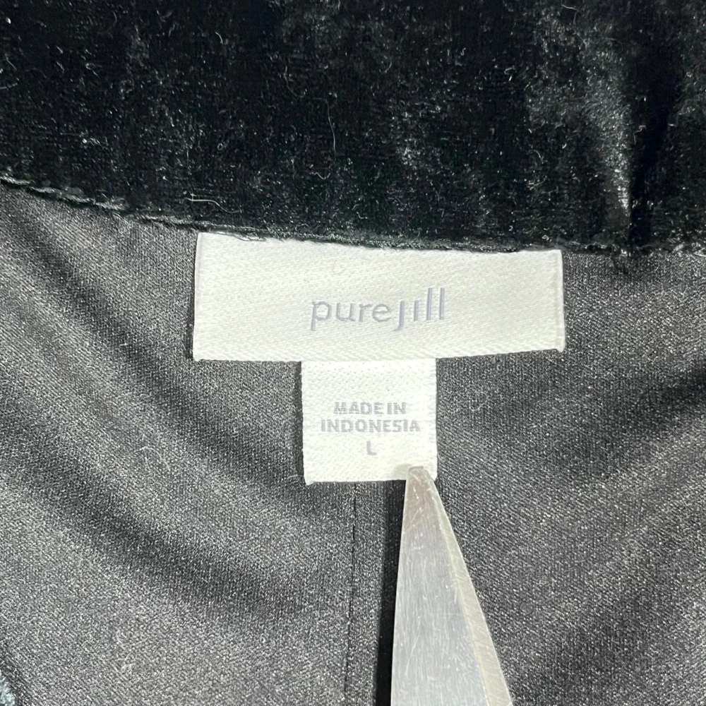 Pure Jill J Jill Velvet Kimono Duster Cardigan Black Stripe Womens Large Artsy